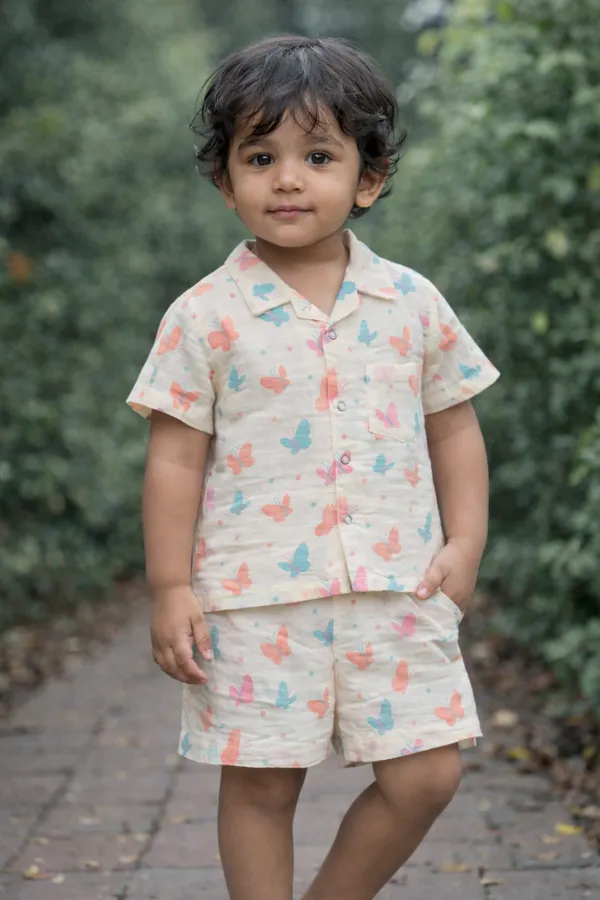 Kids_Pure_Muslin_Cotton_Butterfly_Print_Shirt_&_Shorts_Set