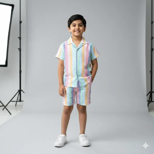 Kids_Rainbow_Stripe_Shirt_&_Shorts_Co-ord_Set