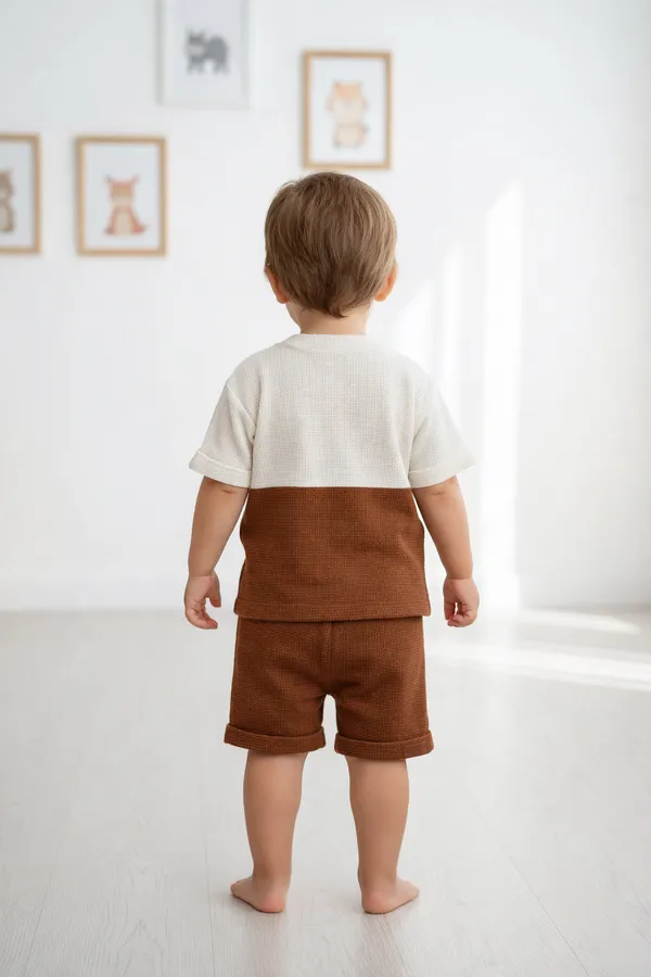 Lil_Bro_Waffle_Cotton_Co-Ord_Set_Coffee