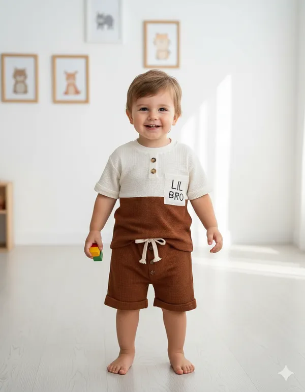 Lil_Bro_Waffle_Cotton_Co-Ord_Set_Coffee