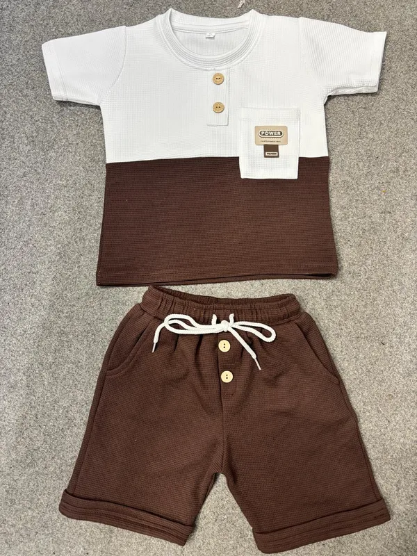 Lil_Bro_Waffle_Cotton_Co-Ord_Set_Coffee