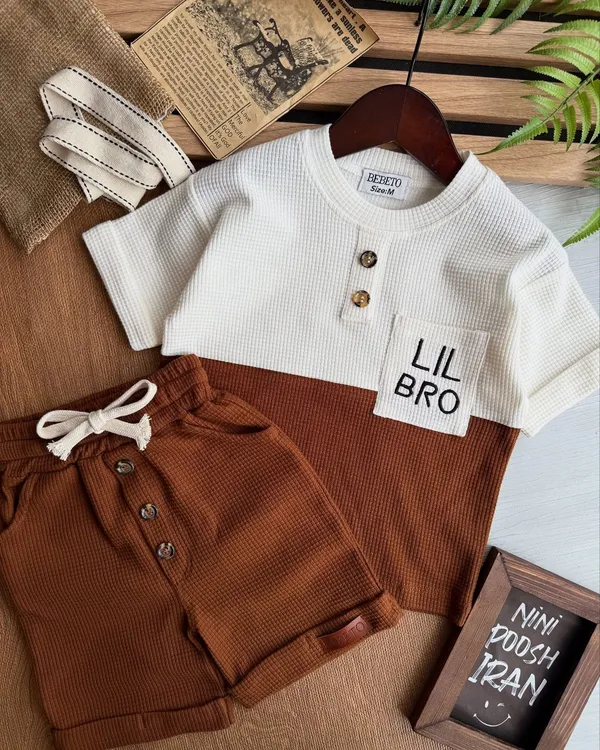Lil_Bro_Waffle_Cotton_Co-Ord_Set_Coffee