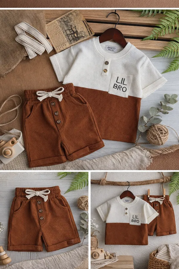 Lil_Bro_Waffle_Cotton_Co-Ord_Set_Coffee