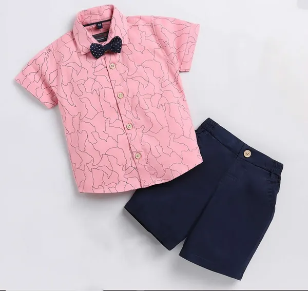 Little_Gentleman_Pink_Shirt_&_Navy_Shorts_Set_with_Bow_Tie