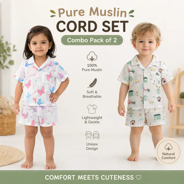 Pure_Muslin_Kids_Co-Ord_Set_Combo_Pack_(Pack_of_2)_–_Soft_Breathable_Summer_Wear_for_Toddlers_(Unisex)