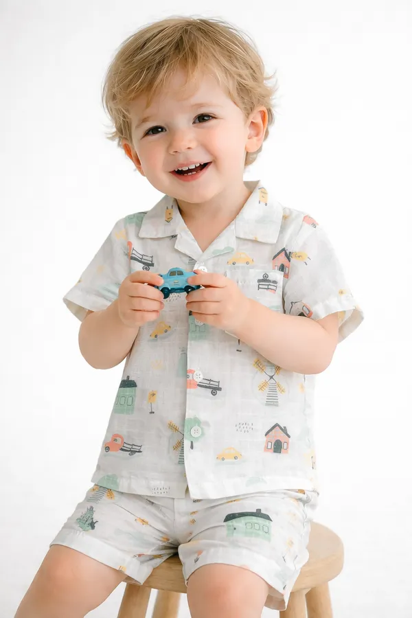 Pure_Muslin_Kids_Co-ord_Set_Combo_Pack_of_2_|_Printed_Shirt_&_Shorts_Set_|_Soft_Summer_Wear_for_Toddlers