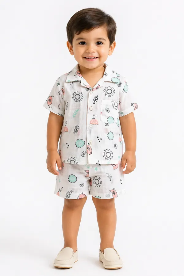 Pure_Muslin_Kids_Printed_Co-Ord_Set_Combo_Pack_(Pack_of_2)_–_Ultra_Soft_Breathable_Cotton_Shirt_&_Shorts_Set_for_Toddlers_(Unisex)
