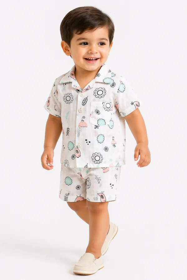 Pure_Muslin_Kids_Printed_Co-Ord_Set_Combo_Pack_(Pack_of_2)_–_Ultra_Soft_Breathable_Cotton_Shirt_&_Shorts_Set_for_Toddlers_(Unisex)