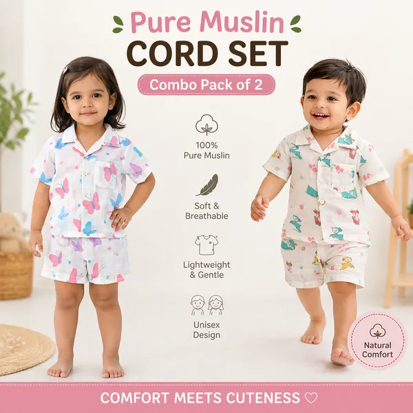 Pure_Muslin_Kids_Printed_Co-Ord_Set_Combo_Pack_(Pack_of_2)_–_Ultra_Soft_Breathable_Cotton_Summer_Wear_for_Toddlers_(Unisex)