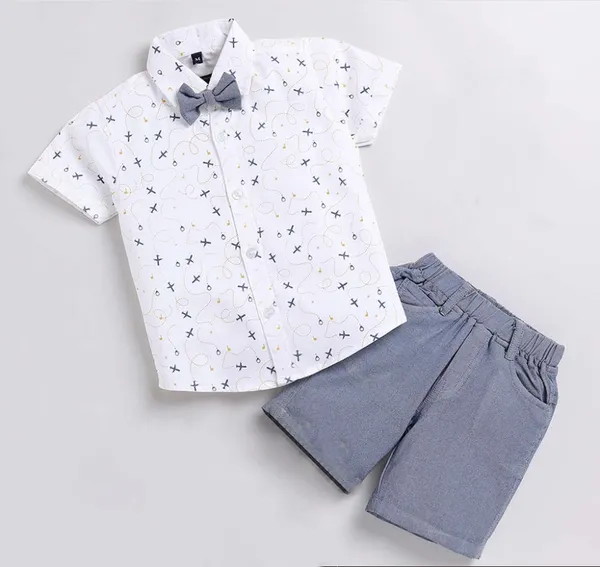 Sky_Trails_Boys_Shirt_&_Shorts_Co-ord_Set_with_Bow_Tie