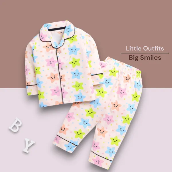 Smiley_Star_Print_Kids_Night_Suit_–_Peach