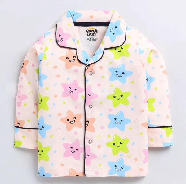 Smiley_Star_Print_Kids_Night_Suit_–_Peach