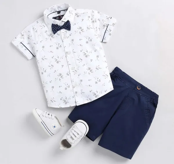 Snow_Bloom_Shirt_&_Navy_Shorts_Co-ord_Set_with_Bow_Tie