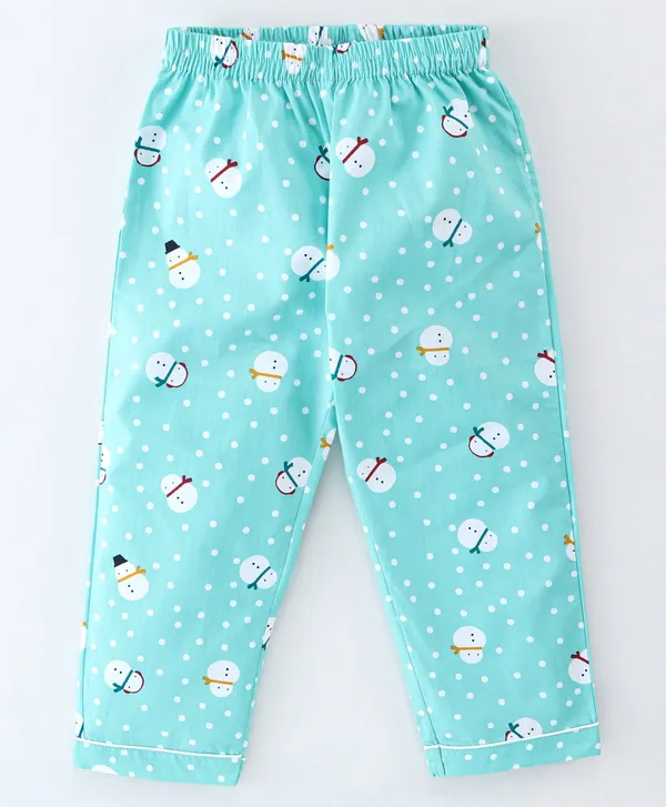 Snowman_Print_Kids_Night_Suit_–_Aqua_Blue
