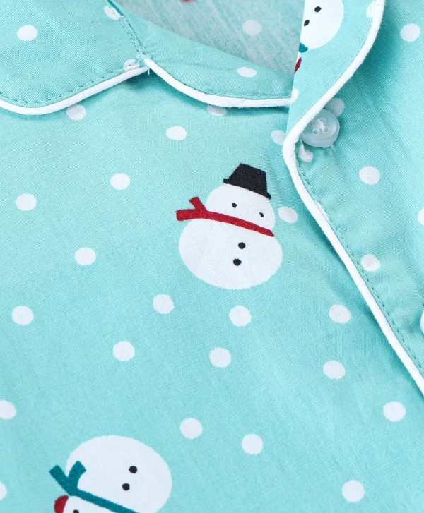 Snowman_Print_Kids_Night_Suit_–_Aqua_Blue