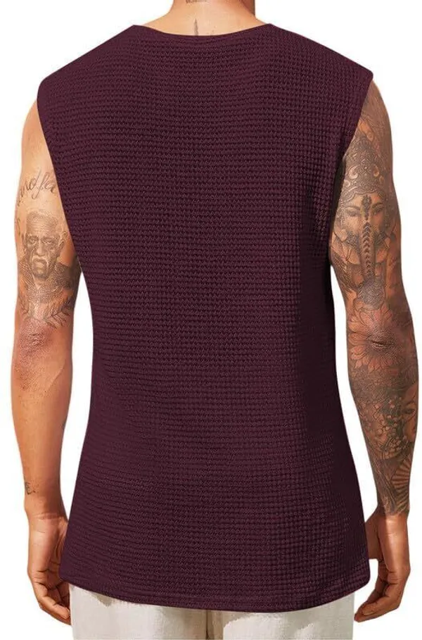Maroon_And_Grey_Cotton_Blend_Self_Design_Round_Neck_T-Shirt_For_Men_(Pack_Of_2)