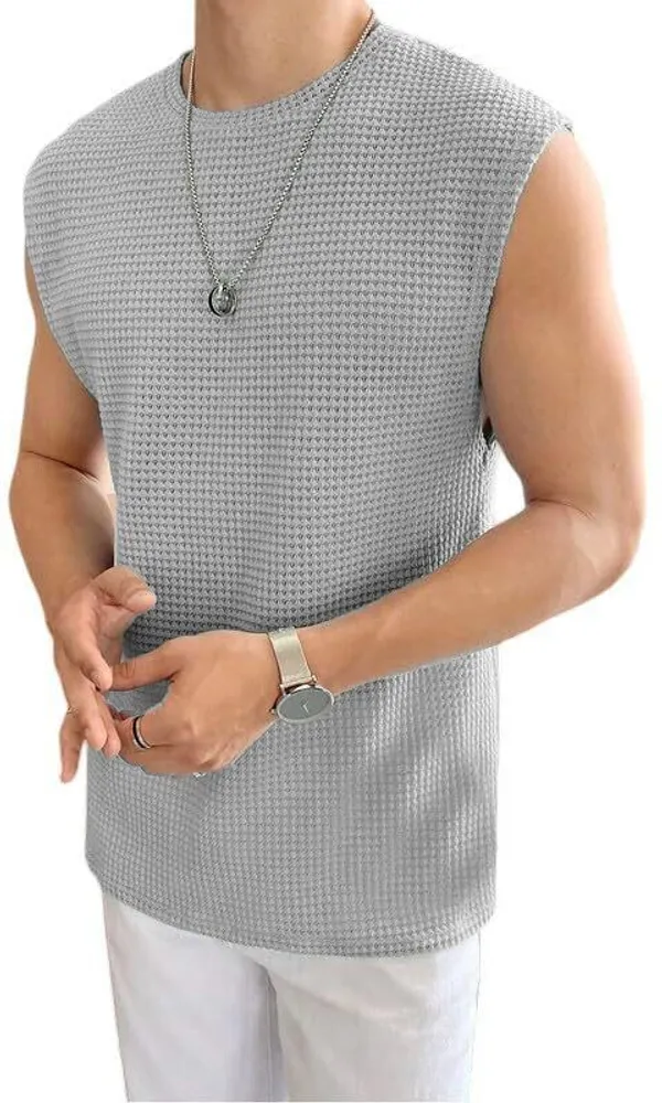 Green_And_Grey_Cotton_Blend_Self_Design_Round_Neck_T-Shirt_For_Men_(Pack_Of_2)