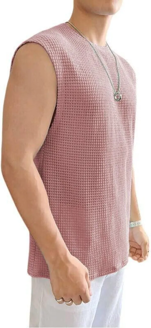 Pink_And_Black_Cotton_Blend_Self_Design_Round_Neck_T-Shirt_For_Men_(Pack_Of_2)