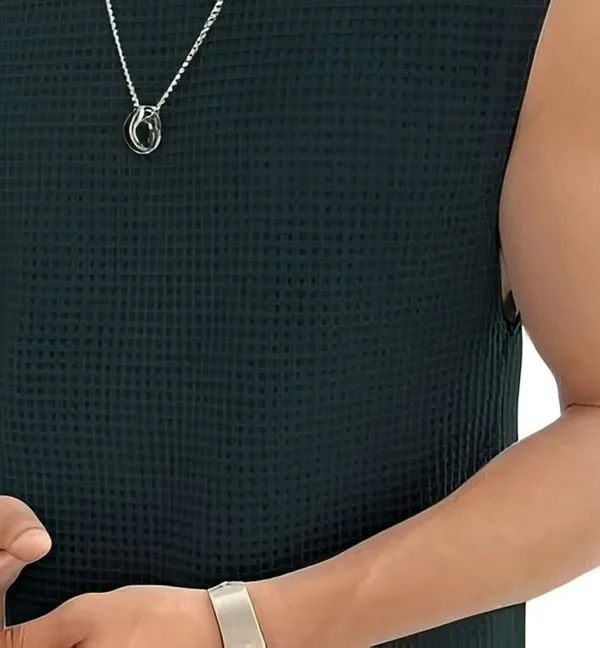 Green_Cotton_Blend_Self_Design_Round_Neck_T-Shirt_For_Men
