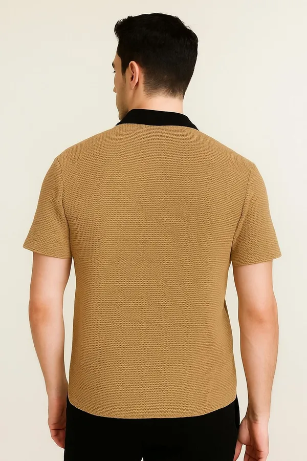 Beige_Cotton_Blend_Self_Design_Zip_Neck_T-Shirt_For_Men
