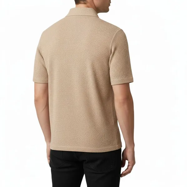 Beige_Cotton_Blend_Self_Design_Zip_Neck_T-Shirt_For_Men