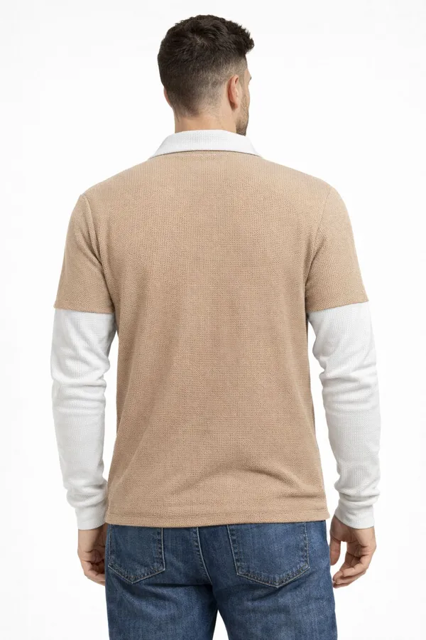 Beige_Cotton_Blend_Self_Design_Zip_Neck_T-Shirt_For_Men
