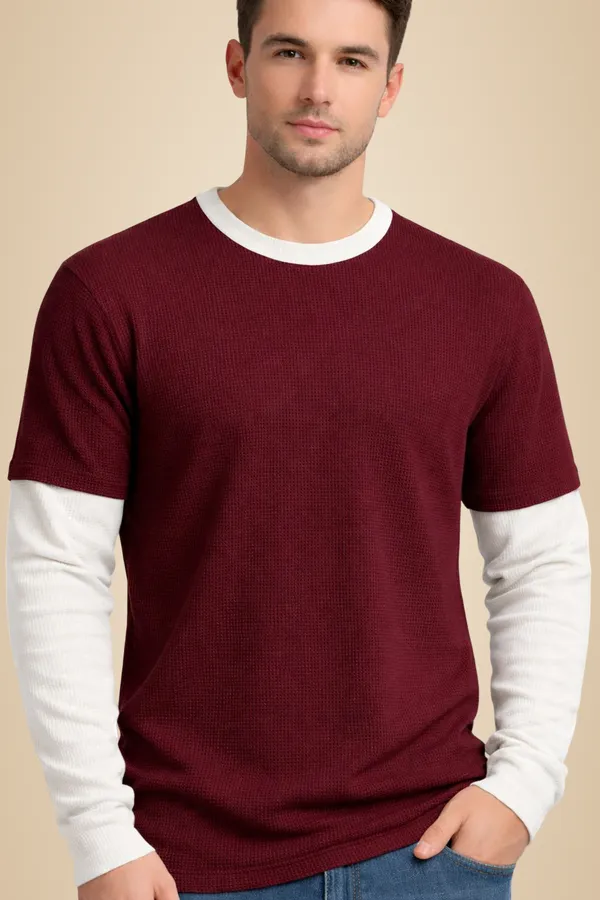Maroon_Cotton_Blend_Solid_Crew_Neck_T-Shirt_For_Men