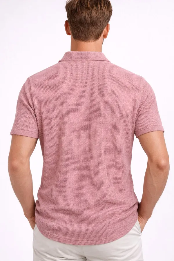 Pink_Cotton_Blend_Self_Design_Solid_Shirt_For_Men