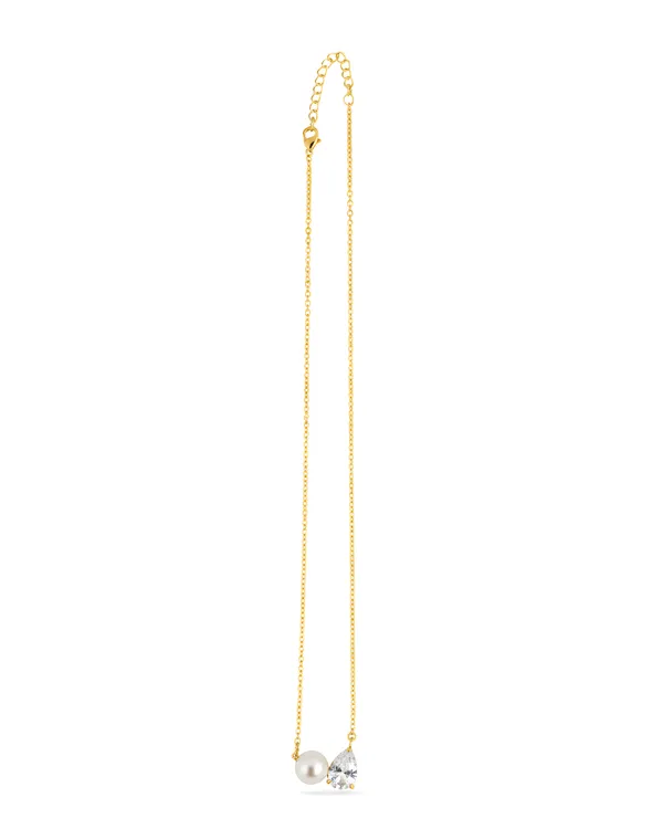 Gold_Plated_Sterling_Silver_Golden_Pearl_And_Pear_Necklace_For_Women