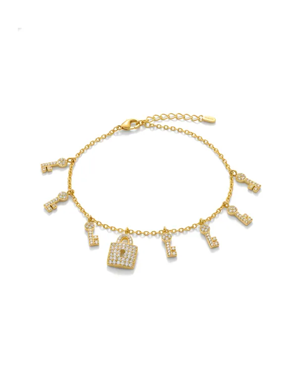 Gold_Plated_Sterling_Silver_Lock_And_Key_Charm_Bracelet_For_Women