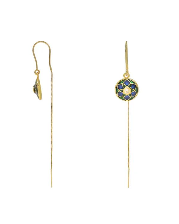 Floral_Green_And_Blue_Gold_Plated_Enamel_Sterling_Silver_Meher_Sui_Dhaga_Earrings_For_Women