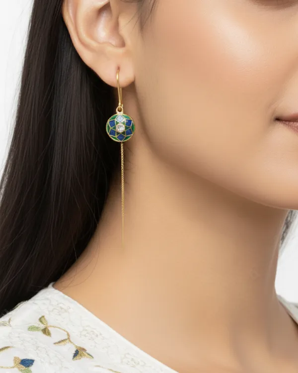 Floral_Green_And_Blue_Gold_Plated_Enamel_Sterling_Silver_Meher_Sui_Dhaga_Earrings_For_Women