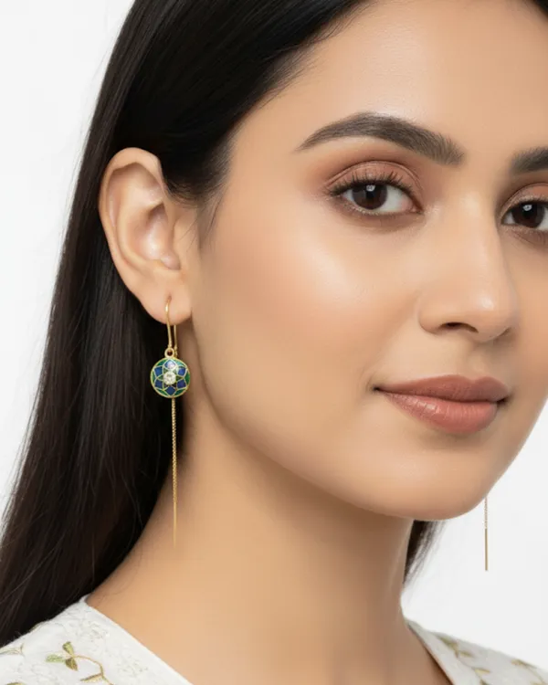 Floral_Green_And_Blue_Gold_Plated_Enamel_Sterling_Silver_Meher_Sui_Dhaga_Earrings_For_Women