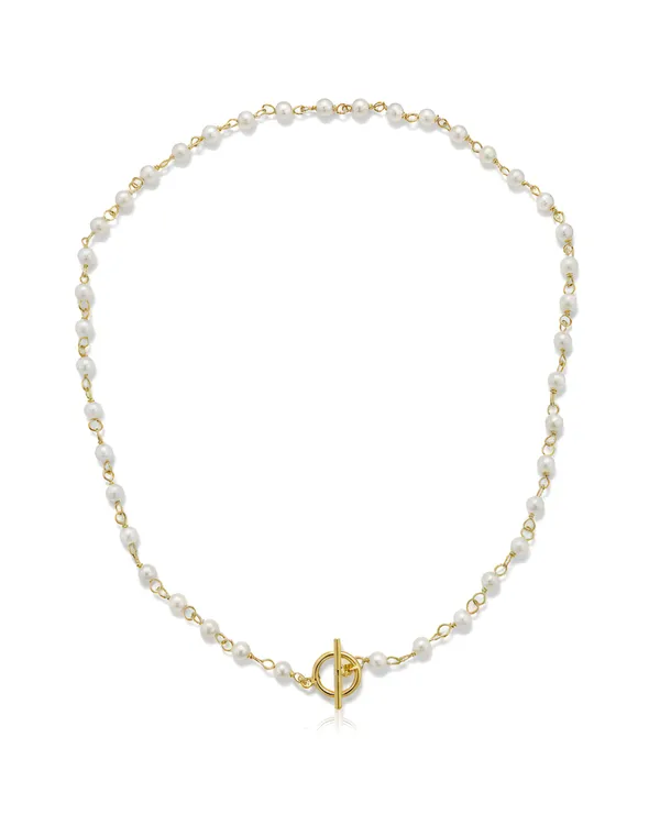 Gold_And_White_Sterling_Silver_Plated_Pearl_Chain_Necklace_For_Women