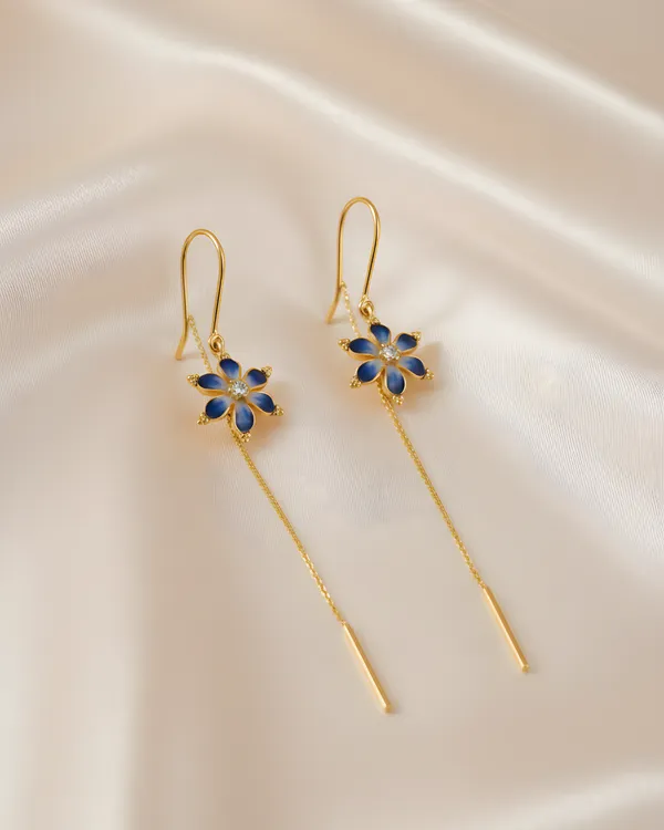 Floral_Blue_Enamel_Gold_Plated_Sterling_Silver_Phool_Sui_Dhaga_Earrings_For_Women