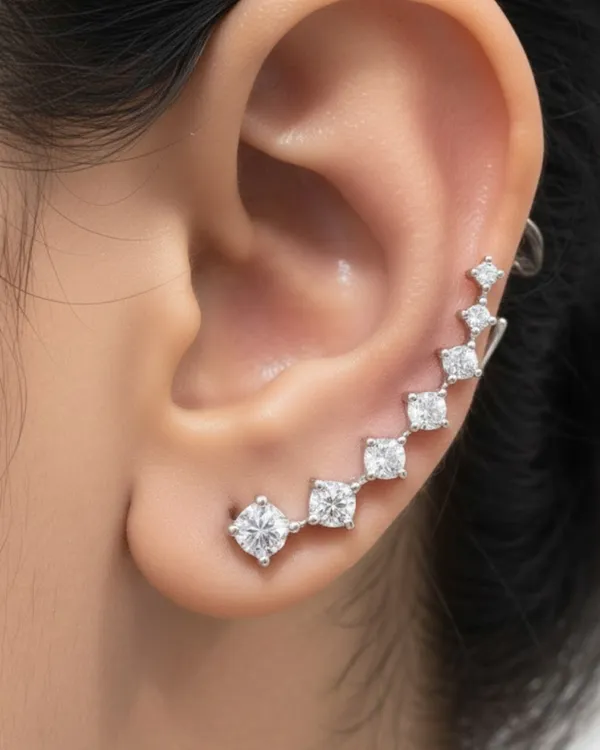 Silver_Geometric_Sterling_Rhodium_Plated_Solitaire_Climbers_Earrings_For_Women