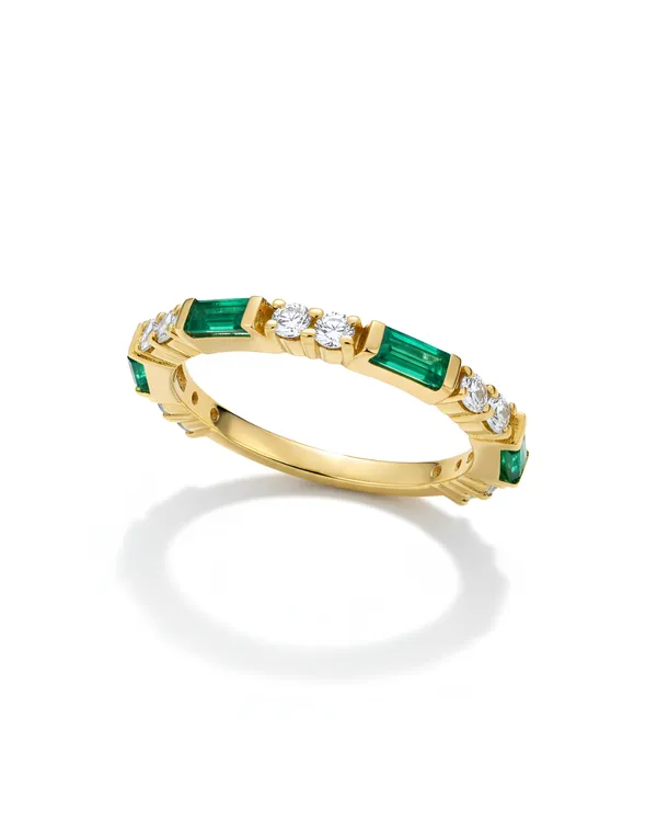Green_And_Gold_Plated_Sterling_Silver_Emerald_Baguette_Band_Ring_For_Women
