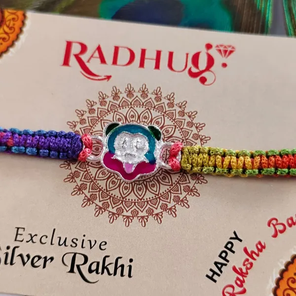 Pack_Of_1_Silver_Mickey_Mouse_Charm_Multicolor_Rainbow_Thread_Rakhi