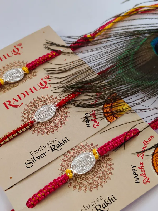 Pack_Of_1_Silver_Mahadev_Name_Charm_Multicolor_Thread_Rakhi