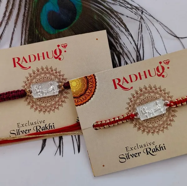 Silver_Bhai_Behen_Design_Multicolor_Thread_Rakhi_(Single_Piece)