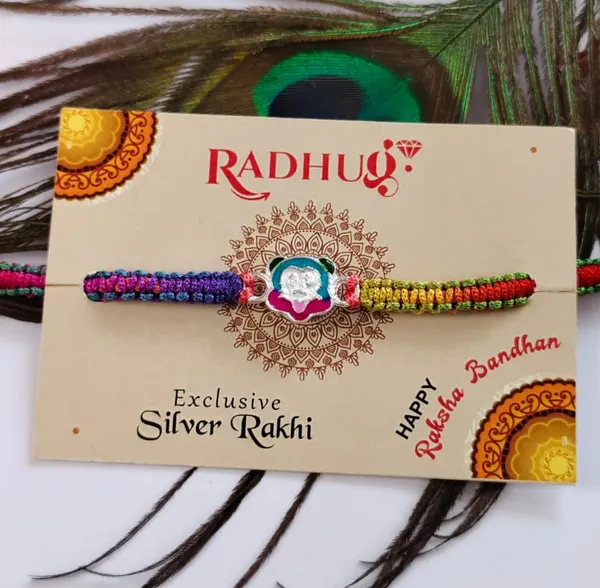 Pack_Of_1_Silver_Mickey_Mouse_Charm_Multicolor_Rainbow_Thread_Rakhi