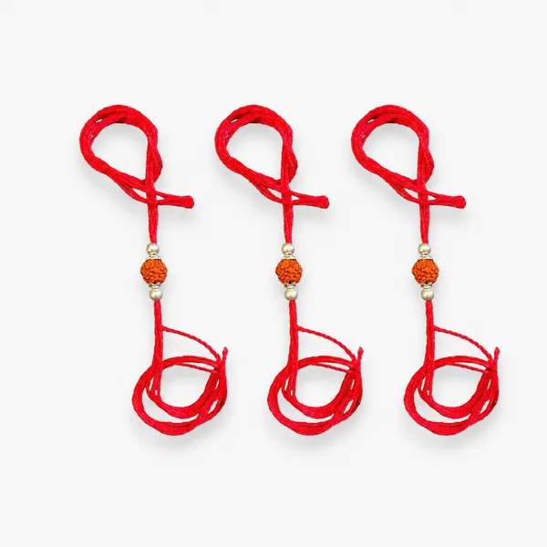 3_Pcs_925_Silver_Rudraksha_Mauli_Wristband_Red_Thread_Rakhi_Combo