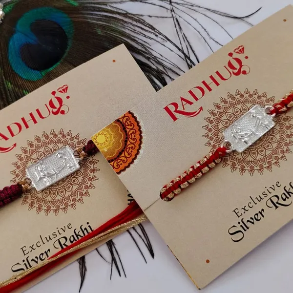 Silver_Bhai_Behen_Design_Multicolor_Thread_Rakhi_(Single_Piece)