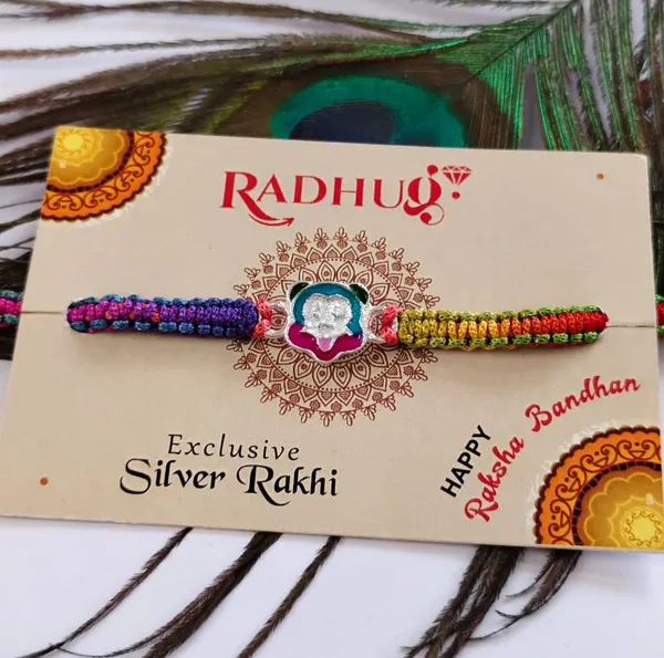 Pack_Of_1_Silver_Mickey_Mouse_Charm_Multicolor_Rainbow_Thread_Rakhi