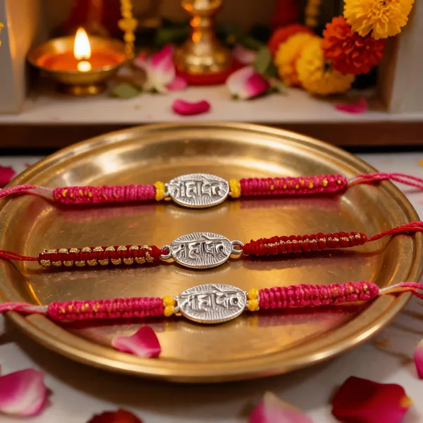 Pack_Of_1_Silver_Mahadev_Name_Charm_Multicolor_Thread_Rakhi