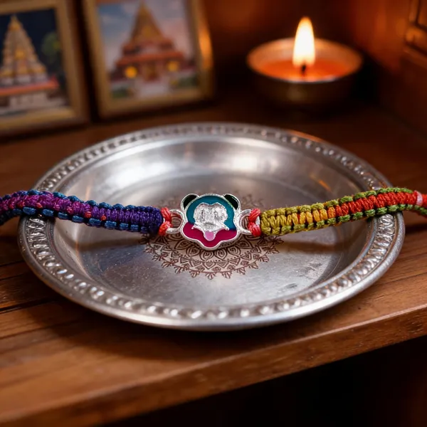 Pack_Of_1_Silver_Mickey_Mouse_Charm_Multicolor_Rainbow_Thread_Rakhi