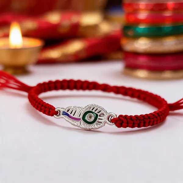 Pack_Of_1_Sterling_Silver_Mor_Pankh_Charm_Red_Thread_Rakhi