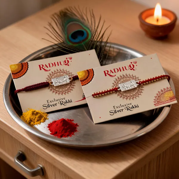 Silver_Bhai_Behen_Design_Multicolor_Thread_Rakhi_(Single_Piece)