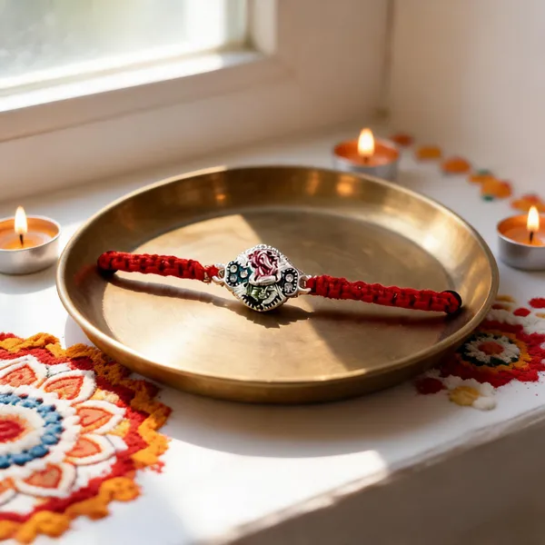 Pack_Of_1_Silver_Dancing_Ganesh_Enamel_Charm_Red_Thread_Rakhi