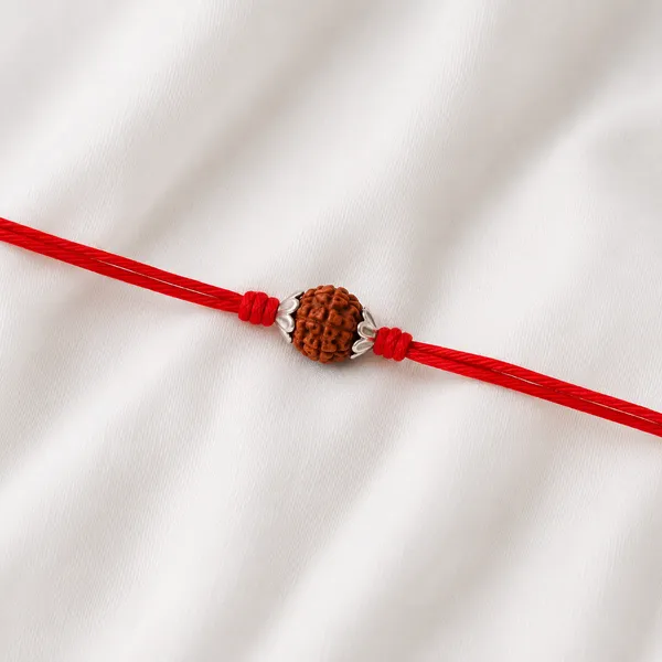 5_Pcs_92.5_Silver_Rudraksha_Charm_Red_Thread_Rakhi_Combo